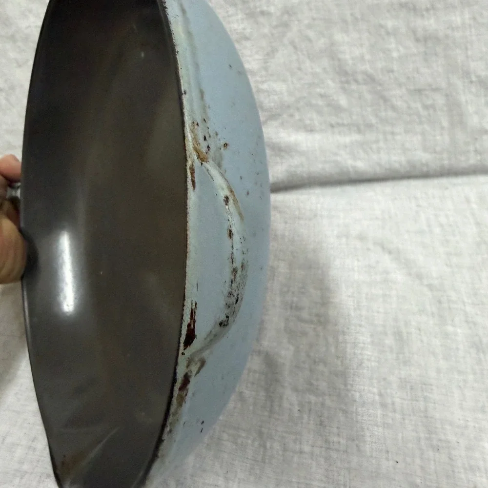 Le Creuset Blue Enameled Cast Iron Skillet 23 Frying Pan Made in France Vintage